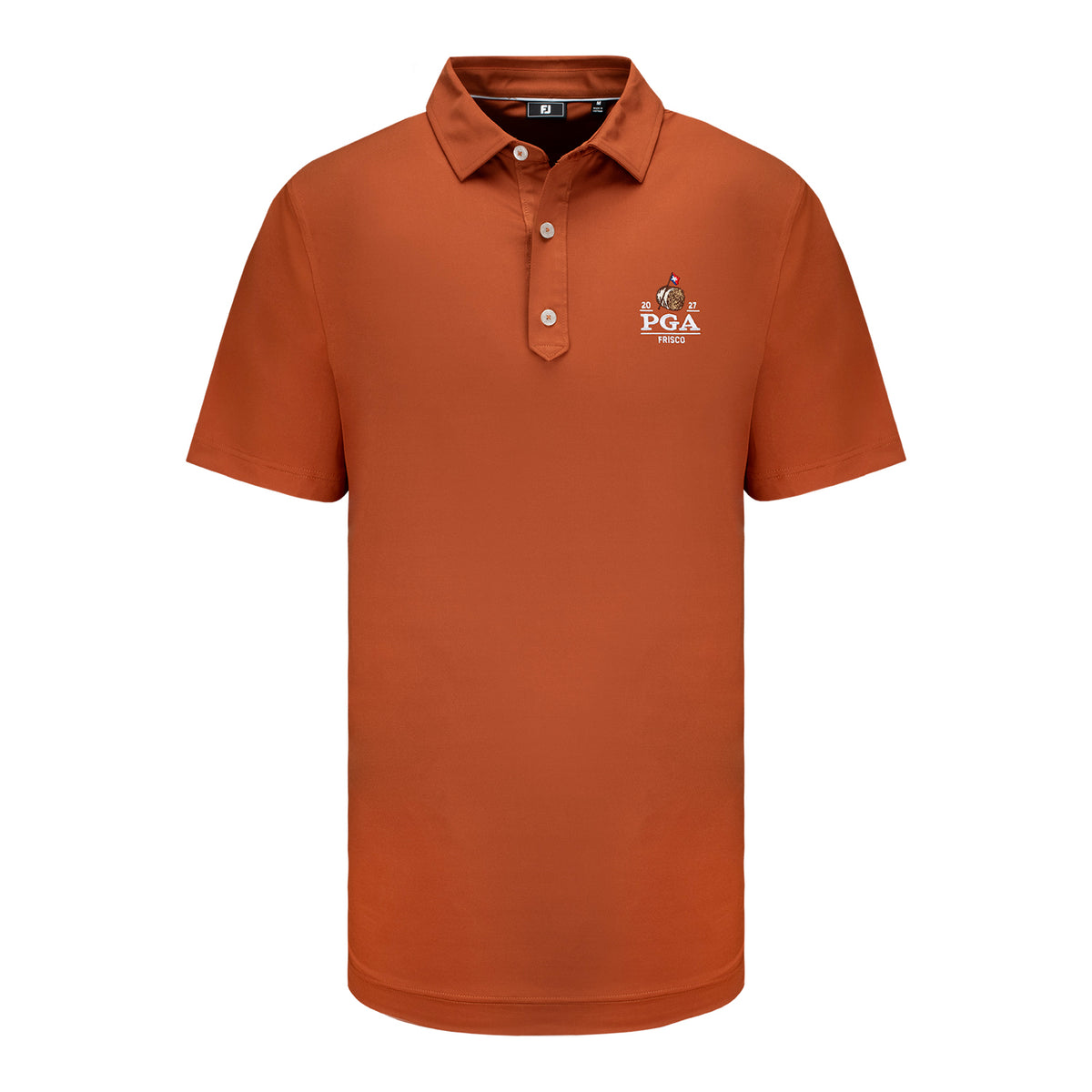 FootJoy 2027 PGA Championship Solid Lisle Polo in Orange Reset - Front View