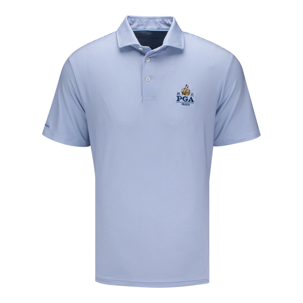 Ralph Lauren 2027 PGA Championship Lightweight Airflow Jersey Deco Polo in Fall Blue Beekman - Front View