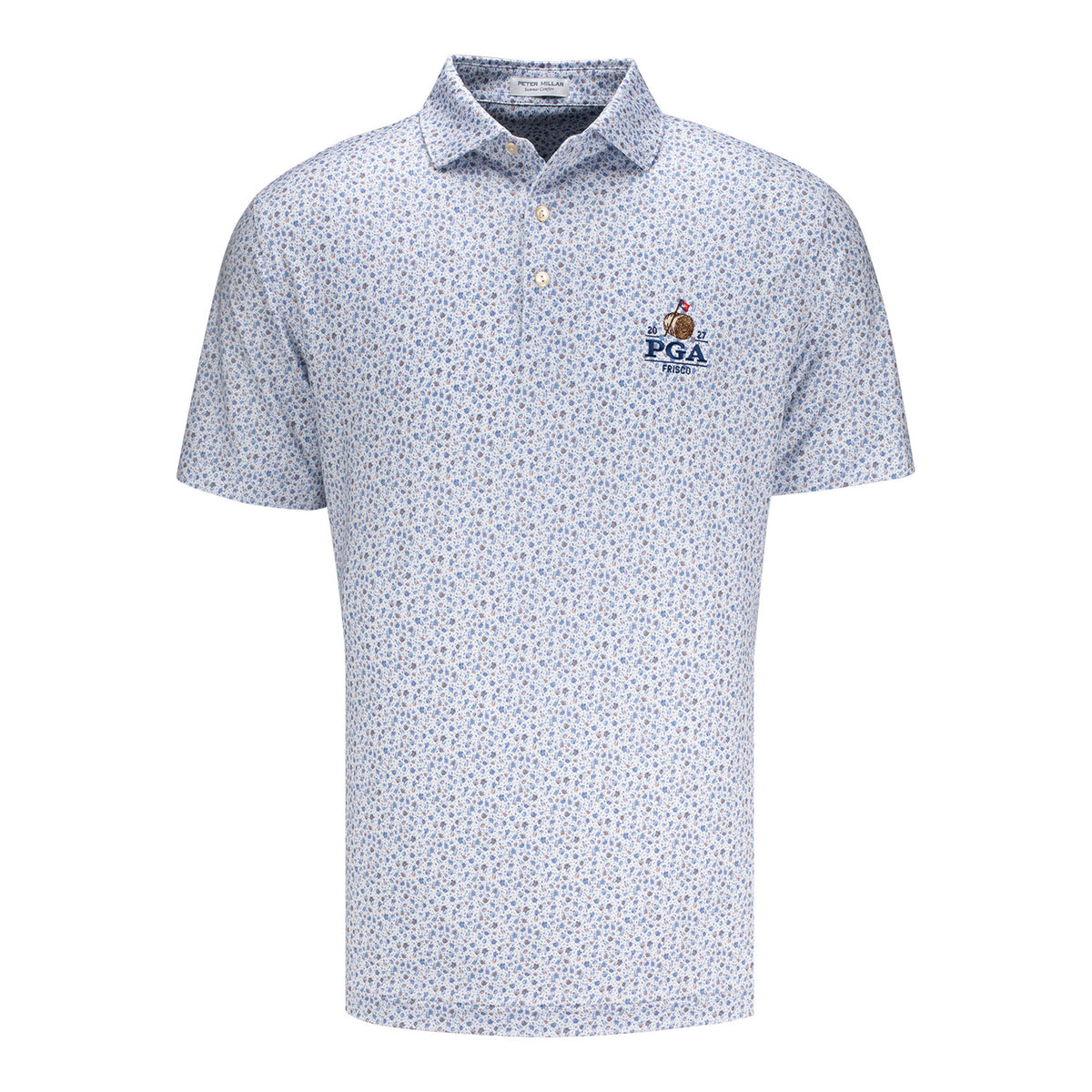 Peter Millar 2027 PGA Championship Ranch Water Performance Polo in White and Blue - Front