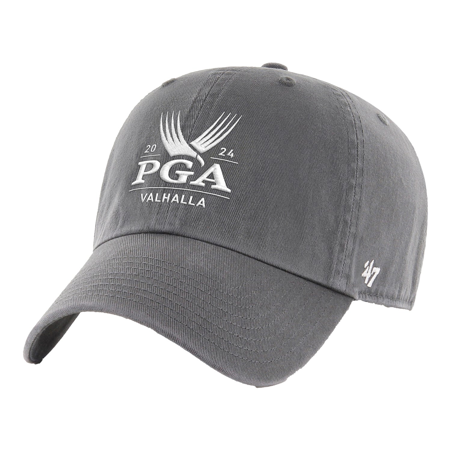'47 Brand 2024 PGA Championship Unstructured Cotton Adjustable Hat in Charcoal - Front View