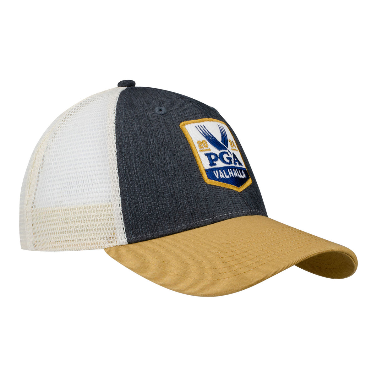 Ahead 2024 PGA Championship Brant Meshback Tri-Color Hat in Charcoal - Angled Front Right View