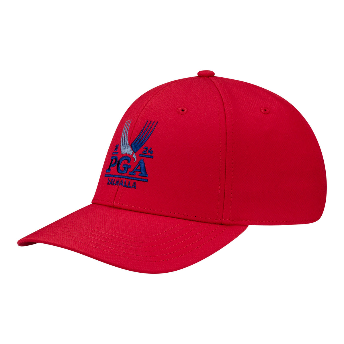 Ahead 2024 PGA Championship Structured Tech Hat in University Red - Angled Front Left View