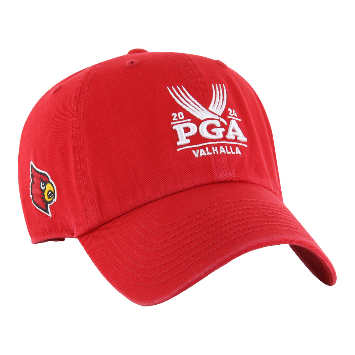 &#39;47 Brand 2024 PGA Championship University of Louisville Adjustable Cotton Hat in Red - Angled Front Right View