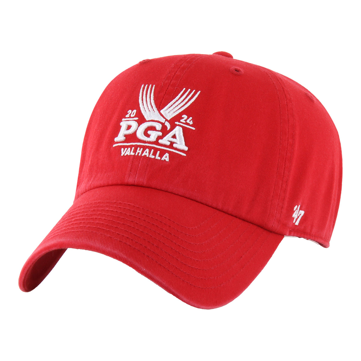 &#39;47 Brand 2024 PGA Championship University of Louisville Adjustable Cotton Hat in Red - Angled Front Left View