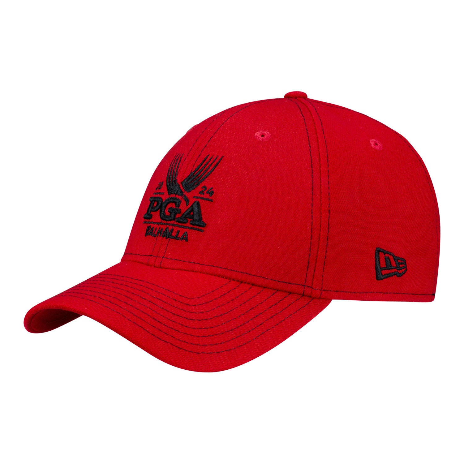 New Era 2024 PGA Championship Mesh Performance in Scarlet Red - Angled Front Left View