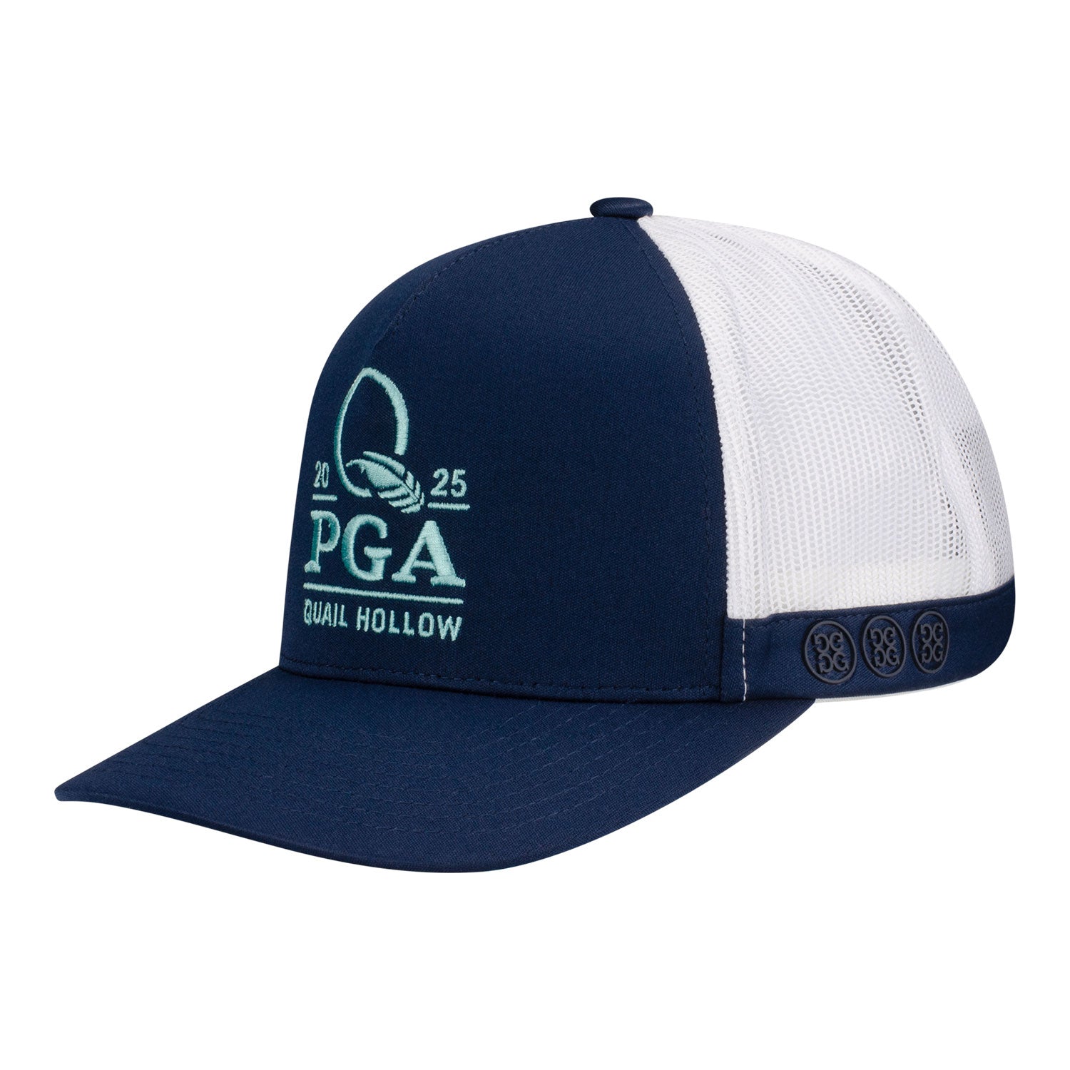 GFore 2025 PGA Championship Logo Hat in Navy and White - Angled Left Side View