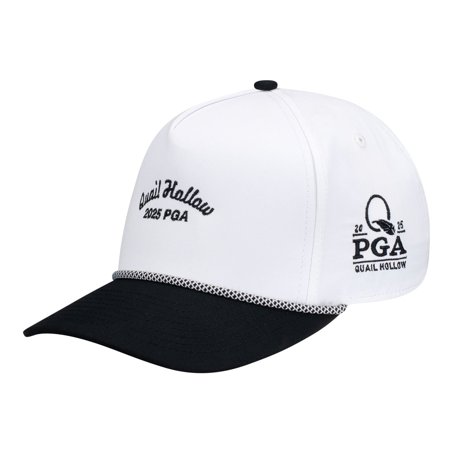 Imperial 2025 PGA Championship Wrightson Rope Hat in White and Black - Angled Left Side View