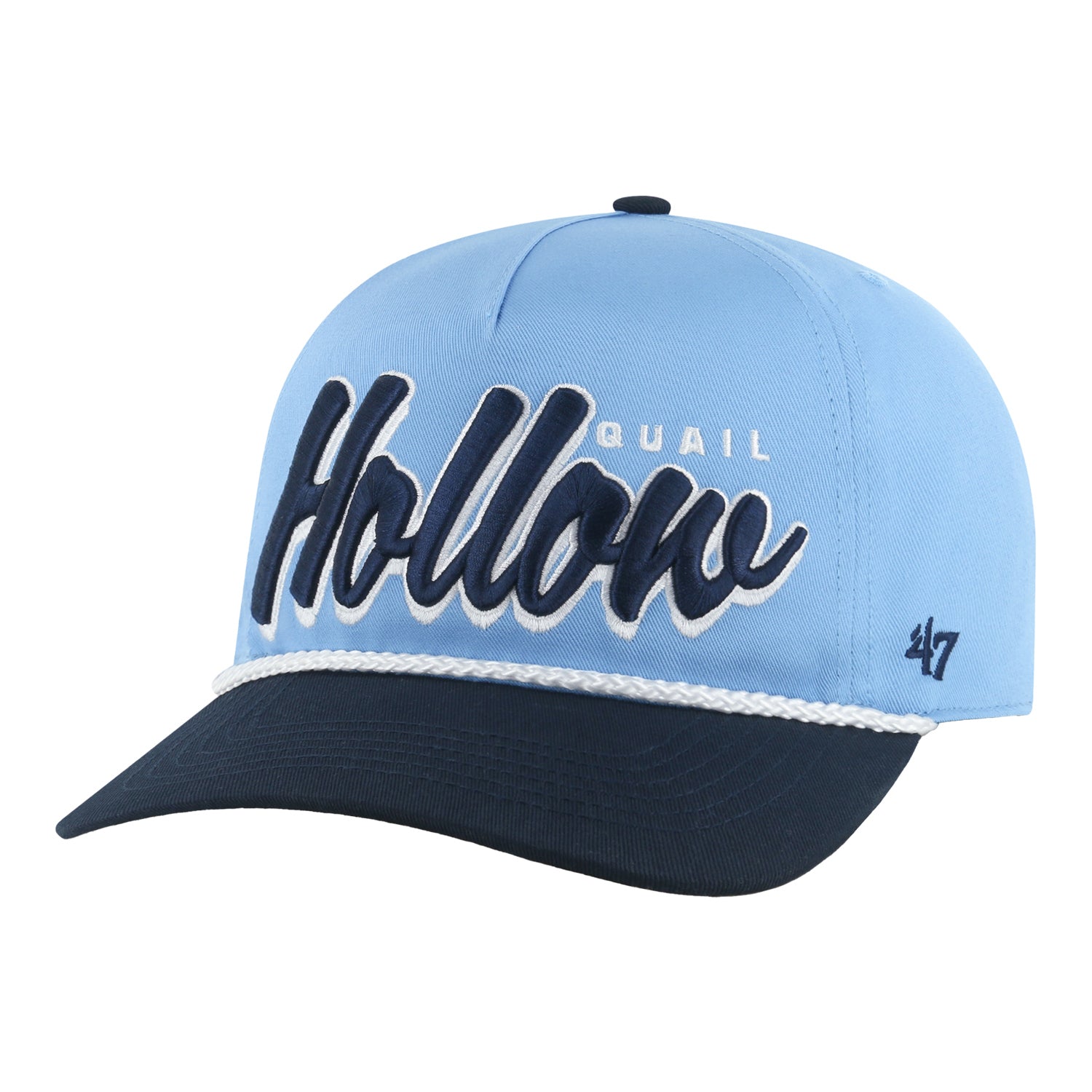 '47 Brand 2025 PGA Championship Dropshadow Rope Hitch Script Hat in Columbia Blue - Angled Front Right View