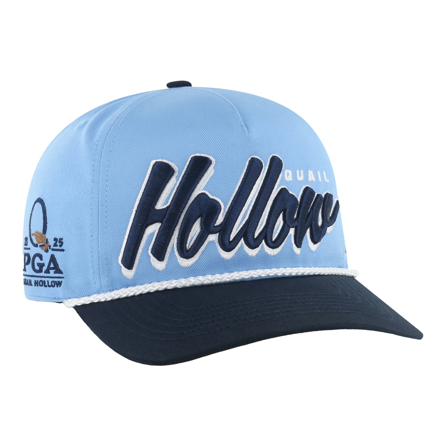 '47 Brand 2025 PGA Championship Dropshadow Rope Hitch Script Hat in Columbia Blue - Angled Front Right View