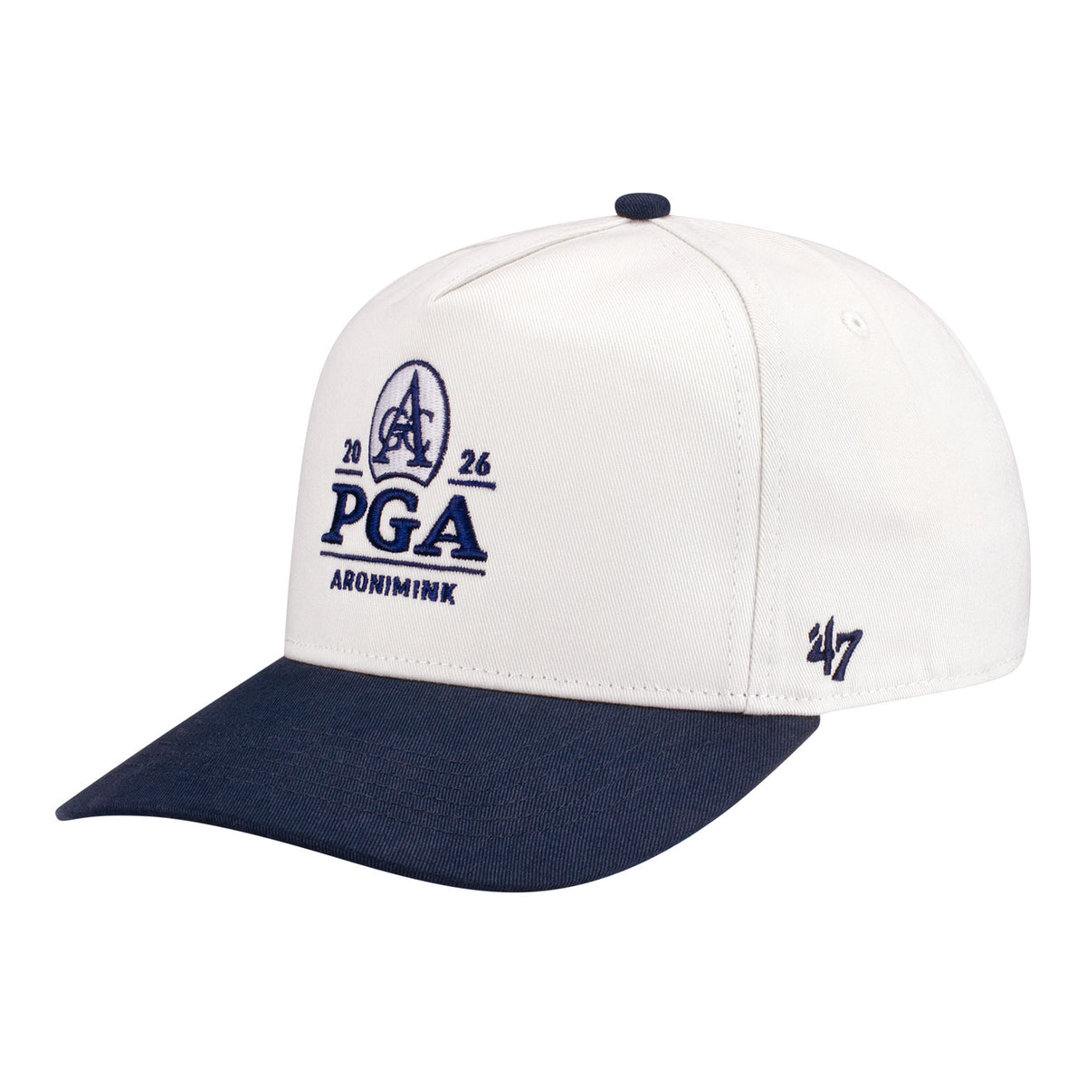 '47 Brand 2026 PGA Championship Two-Tone Hitch Hat in White and Navy - Angled Front Left View
