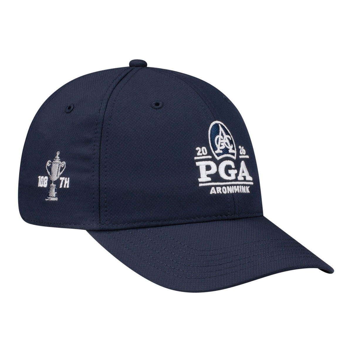 Ahead 2026 PGA Championship Frio Logo & 108th Performance Hat in Navy - Angled Front Right View
