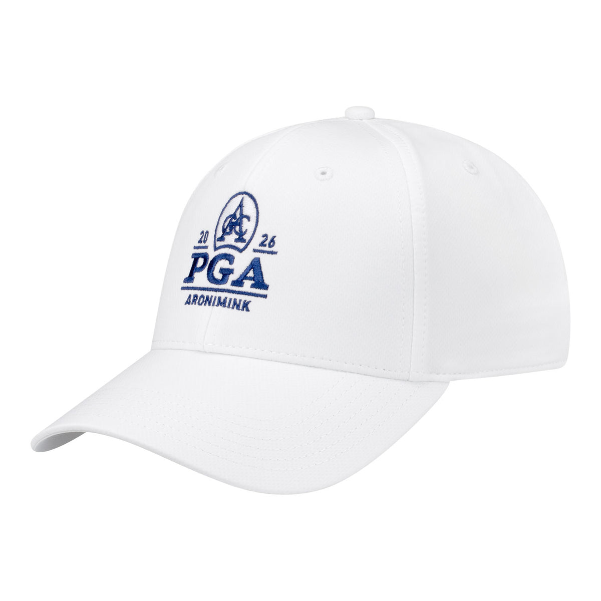 Ahead 2026 PGA Championship Stratus Logo & Keystone Performance Hat in White - Angled Front Left View