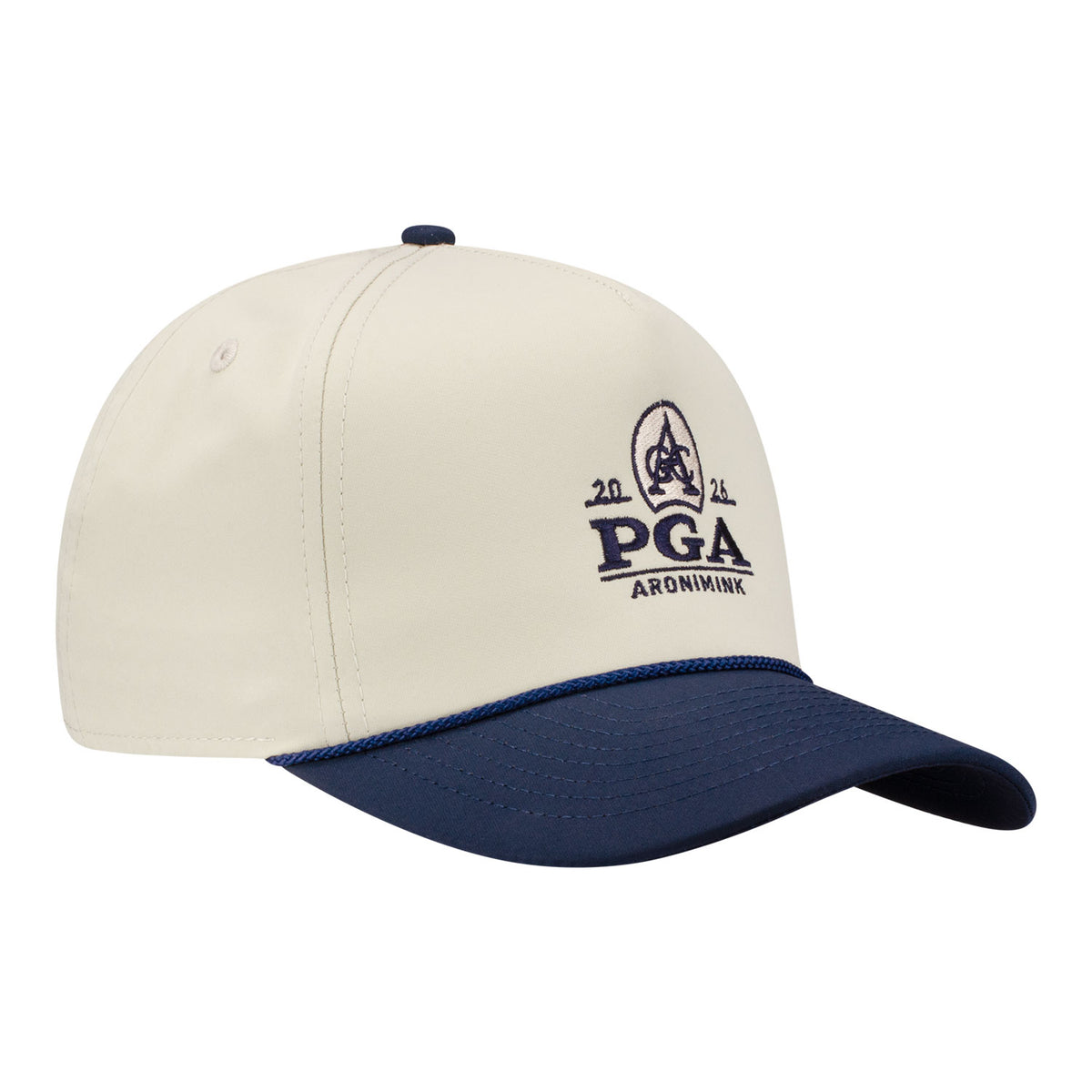 Imperial 2026 PGA Championship Wrightson Two-Tone Rope Hat in Putty and Navy - Angled Front Right View