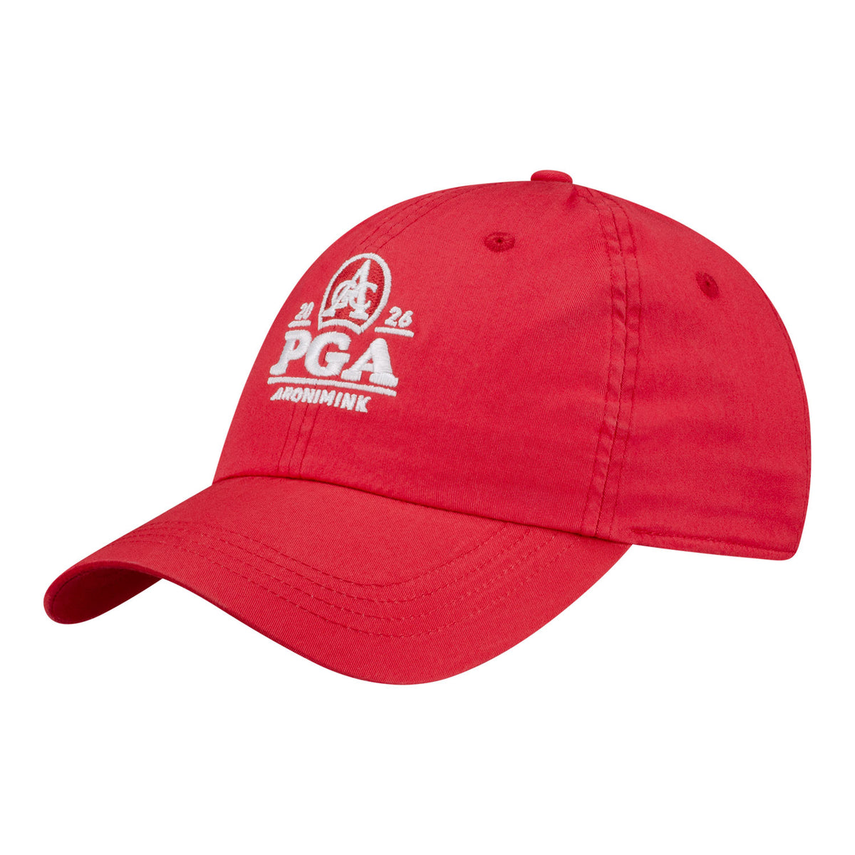 Ahead 2026 PGA Championship Shawmut Cotton Hat in University Red - Angled Front Left View
