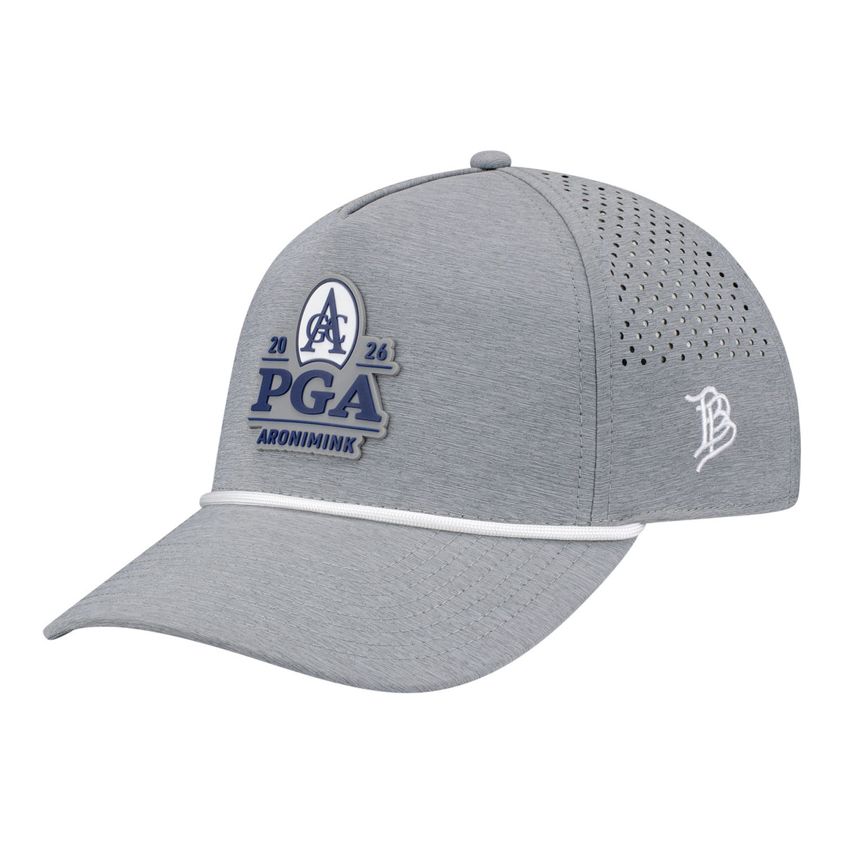 Branded Bills 2026 PGA Championship 545 Performance Series Curved 5-Panel Rope Hat in Heather Grey - Angled Front Left View