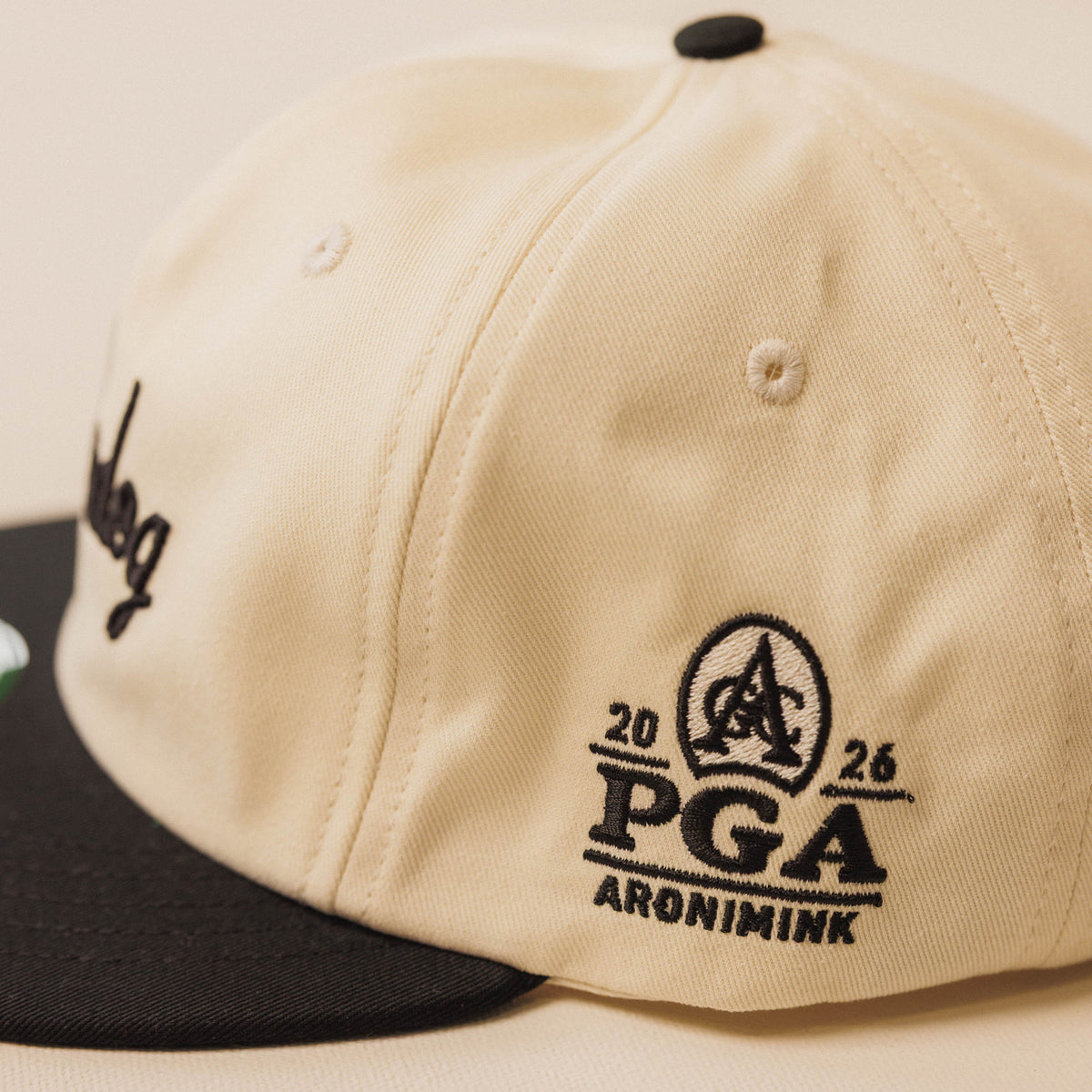 Underdog 2026 PGA Championship Two Tone Hat in Khaki and Black - Detail