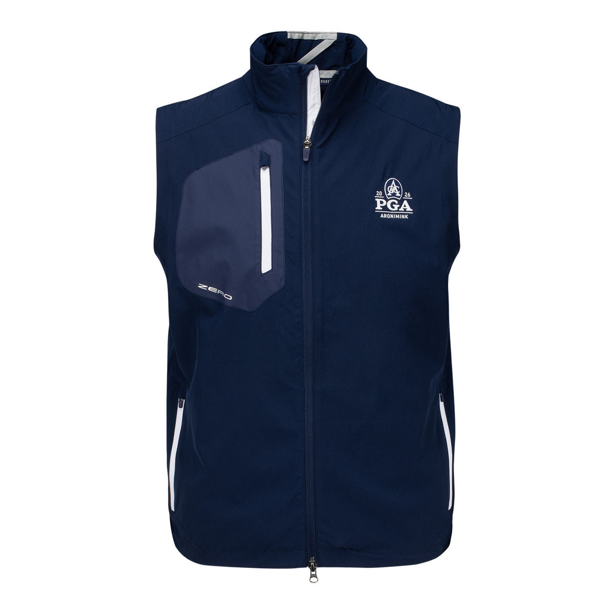 Zero Restriction Brands 2026 PGA Championship Z700 Full Zip Vest in Navy - Front View