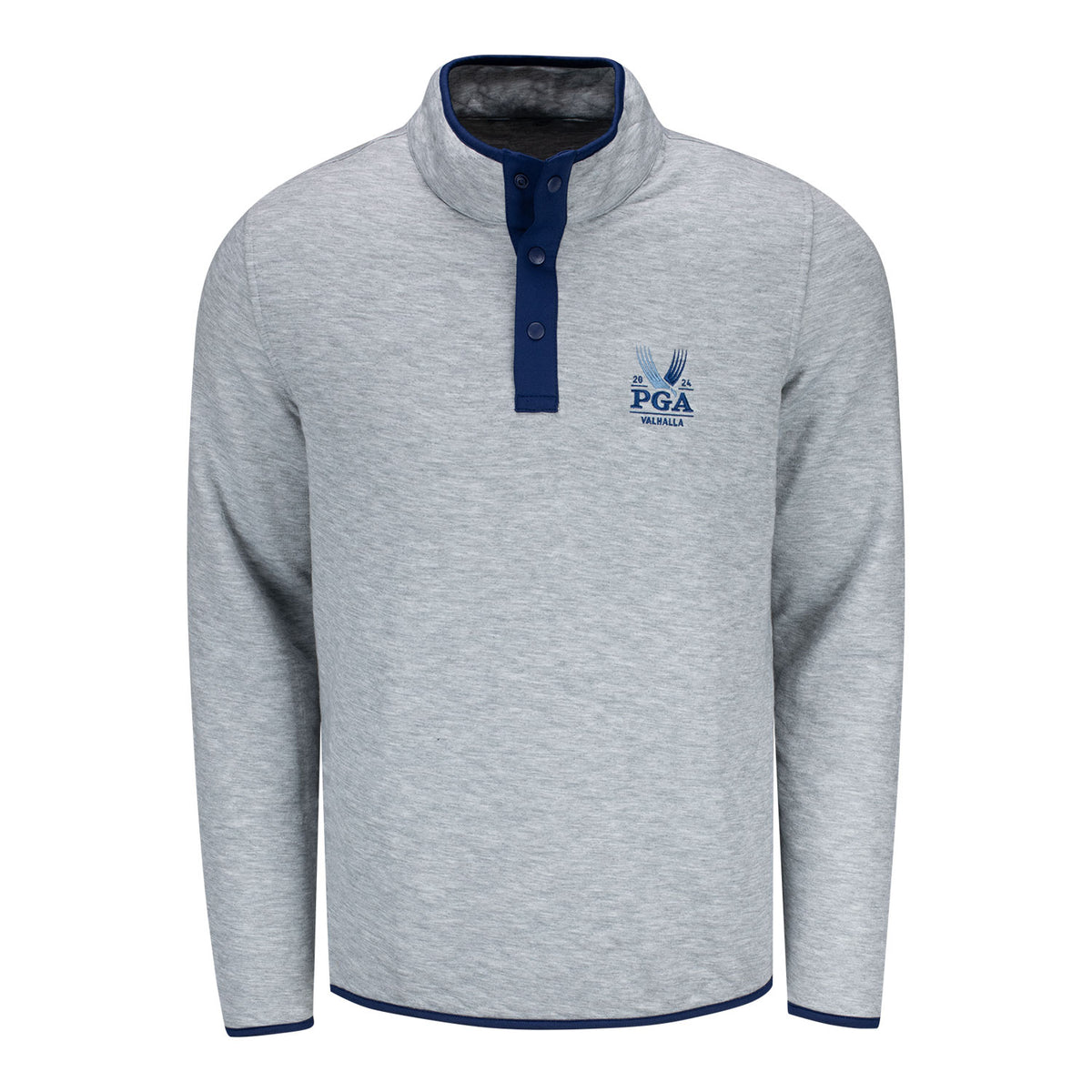 Holderness &amp; Bourne 2024 PGA Championship Sullivan Pullover in Heather Grey / Navy - Front View