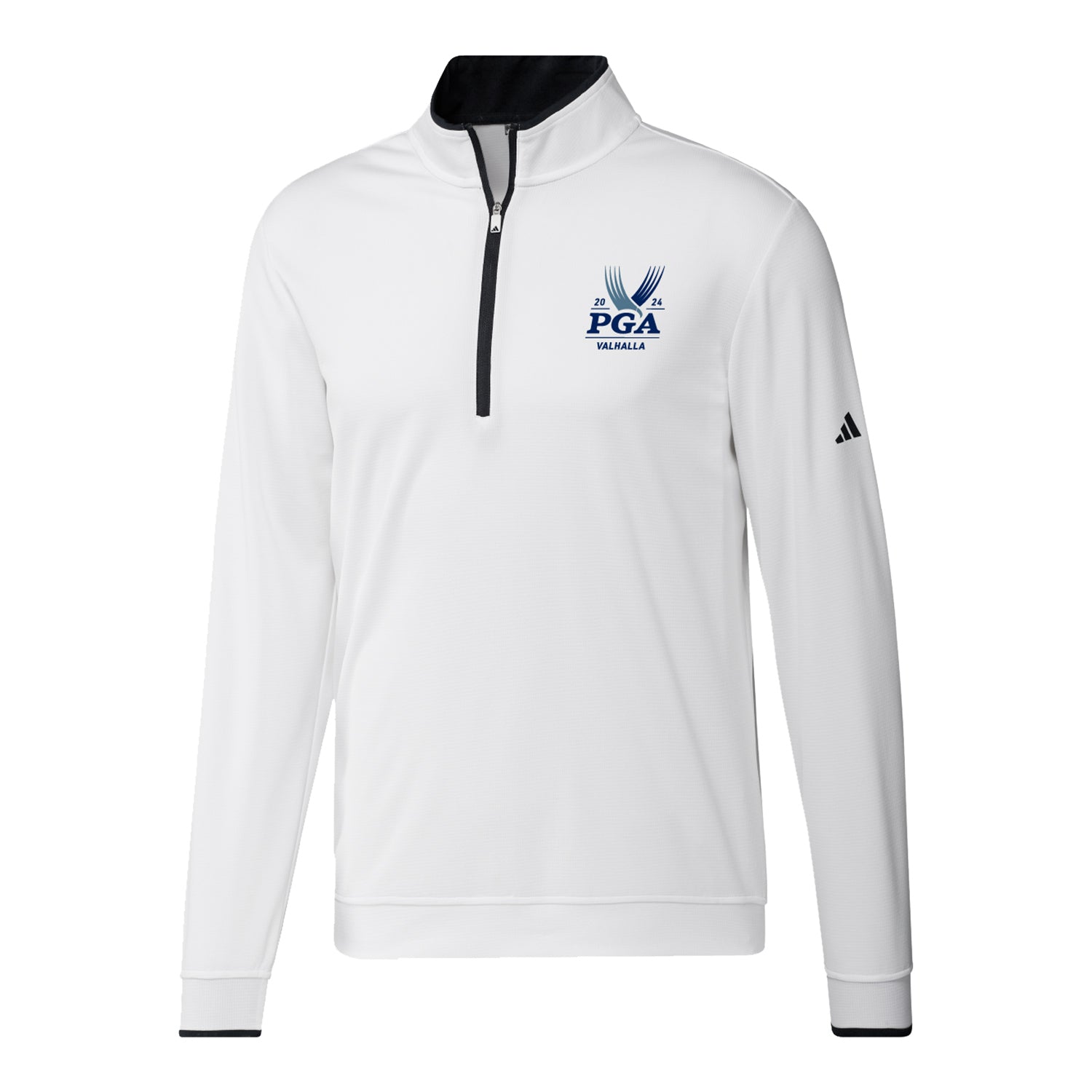 Adidas 2024 PGA Championship Core Lightweight Quarter Zip in White - Front View