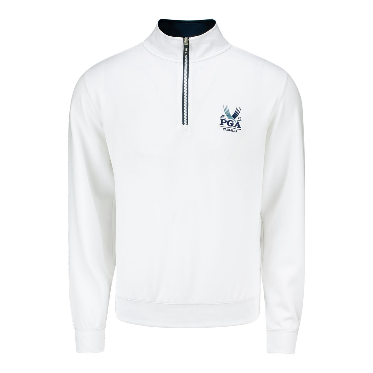 Fairway & Greene 2024 PGA Championship Contrast Collar Quarter Zip in White - Front View
