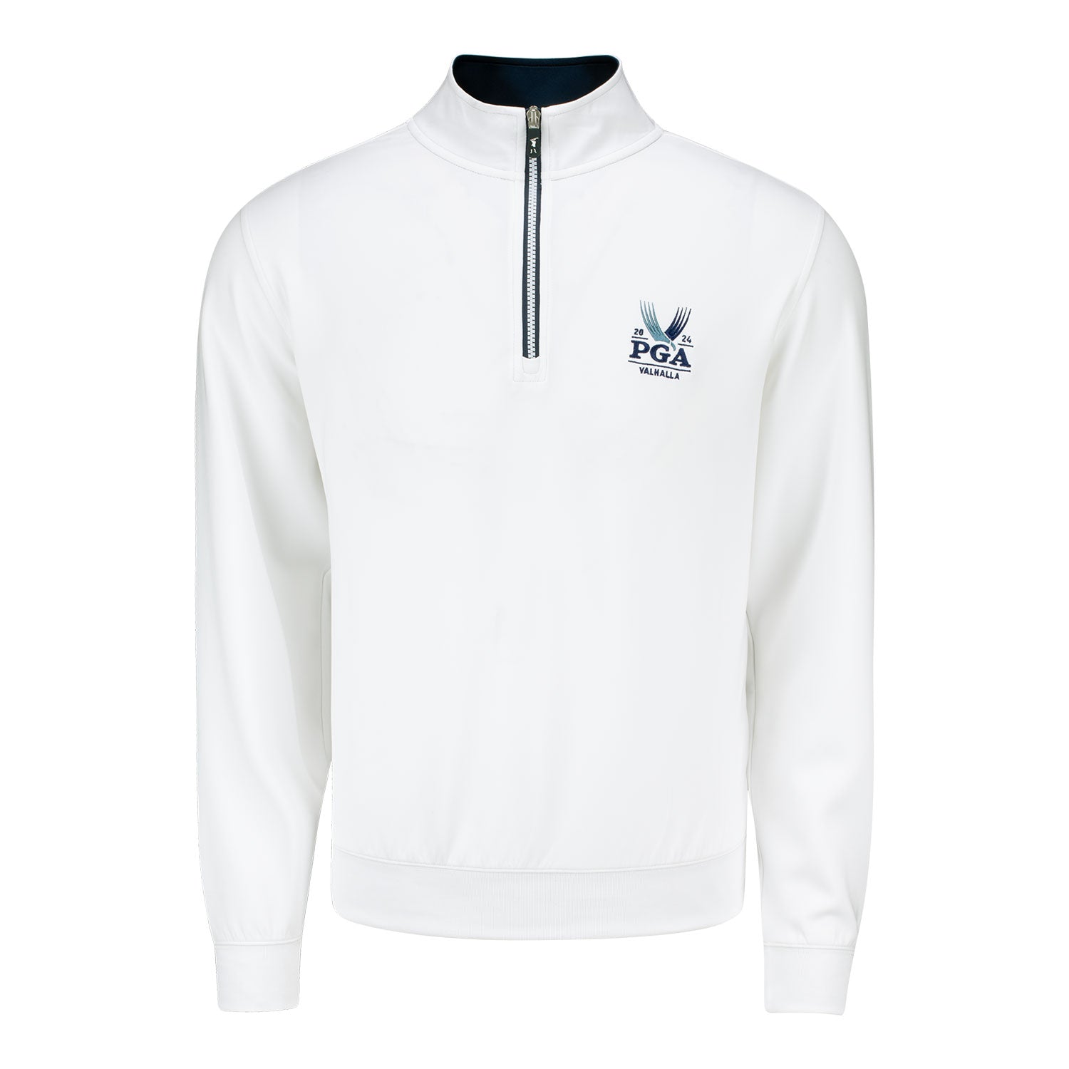 Fairway & Greene 2024 PGA Championship Contrast Collar Quarter Zip in White - Front View