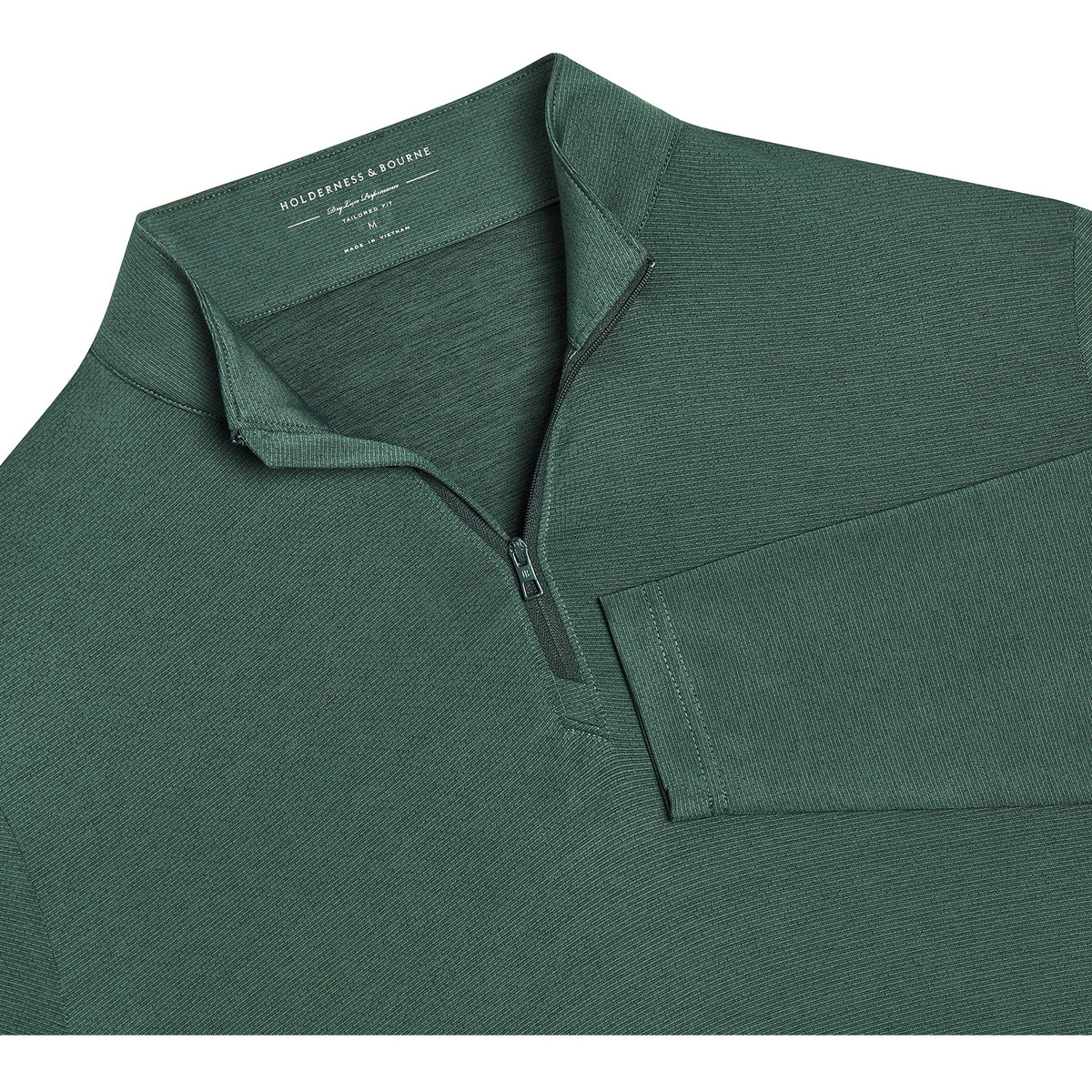 Holderness & Bourne 2025 PGA Championship Bell Performance Pullover in Dark Heathered Sage - Close Up