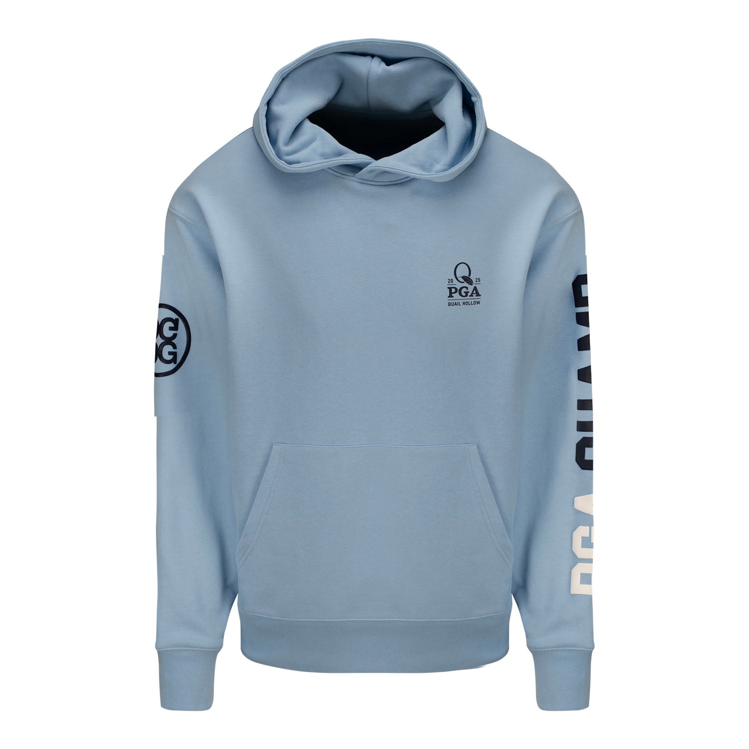 GFore 2025 PGA Championship Text Sleeve Hoodie in Light Blue - Front View