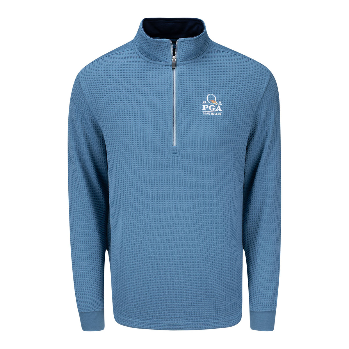 Straight Down 2025 PGA Championship Optic Textured Quarter Zip in Petrol - Front View