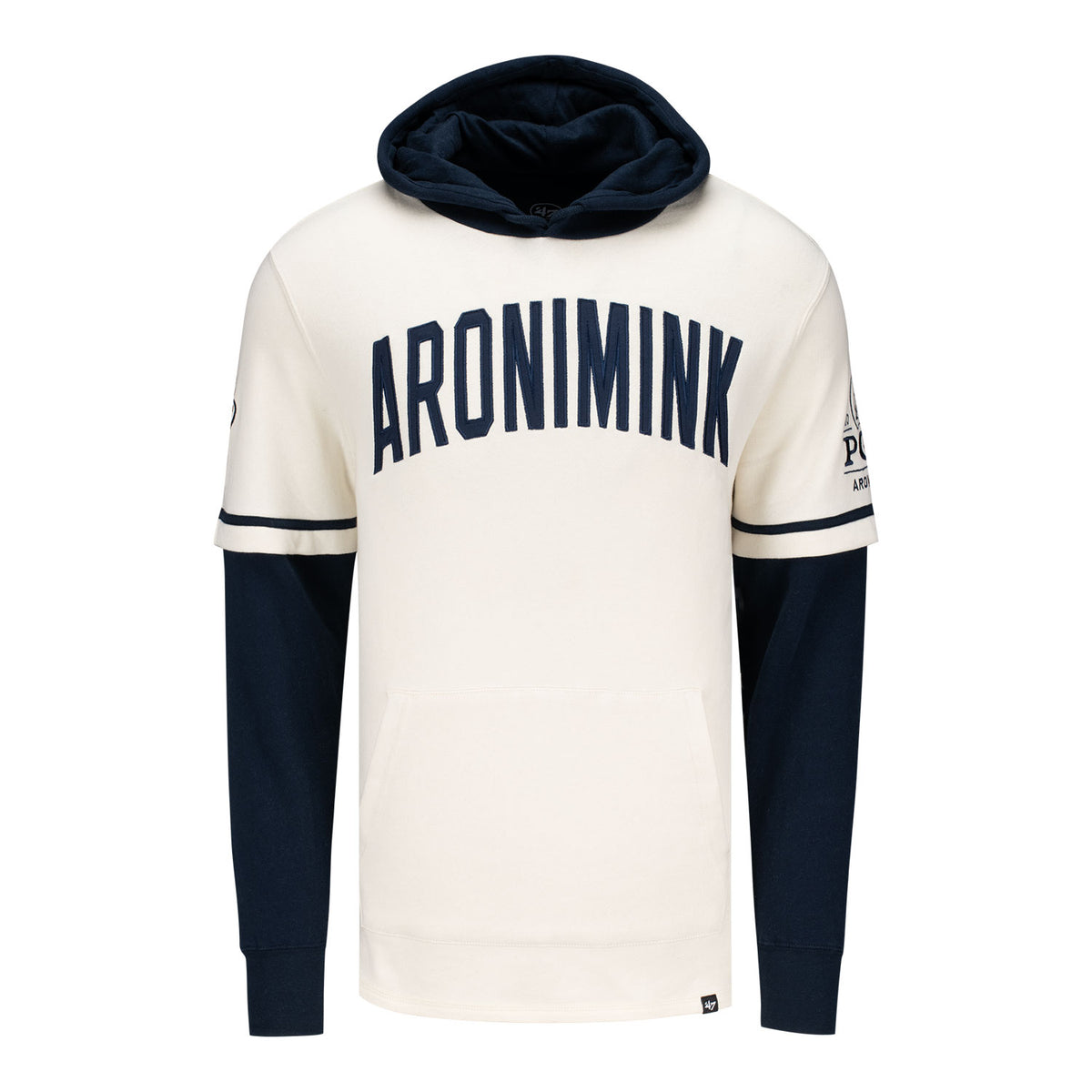 '47 Brand 2026 PGA Championship Trifecta Shortstop Pullover Hoodie in Cream and Fall Navy - Front View