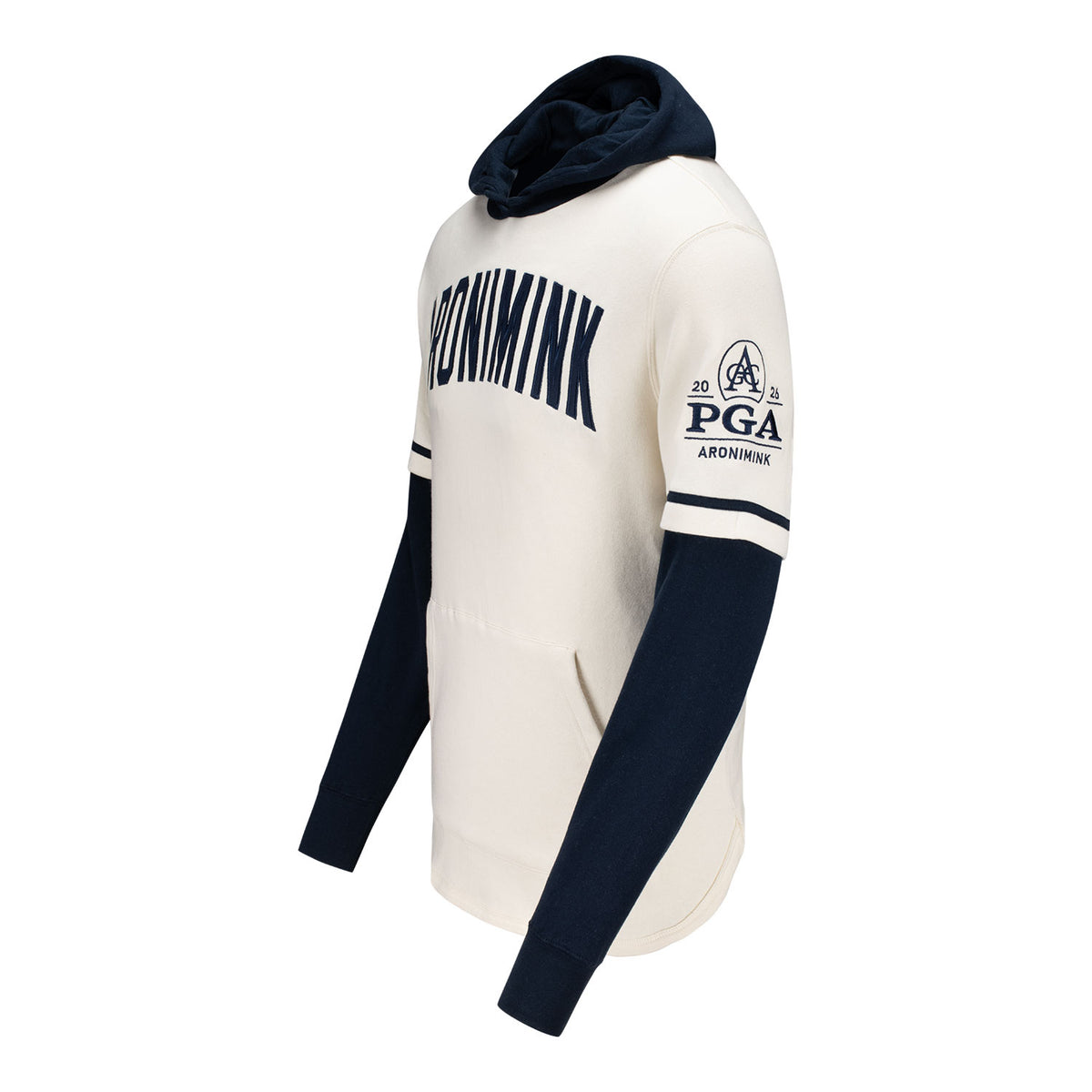 '47 Brand 2026 PGA Championship Trifecta Shortstop Pullover Hoodie in Cream and Fall Navy - Left Side View
