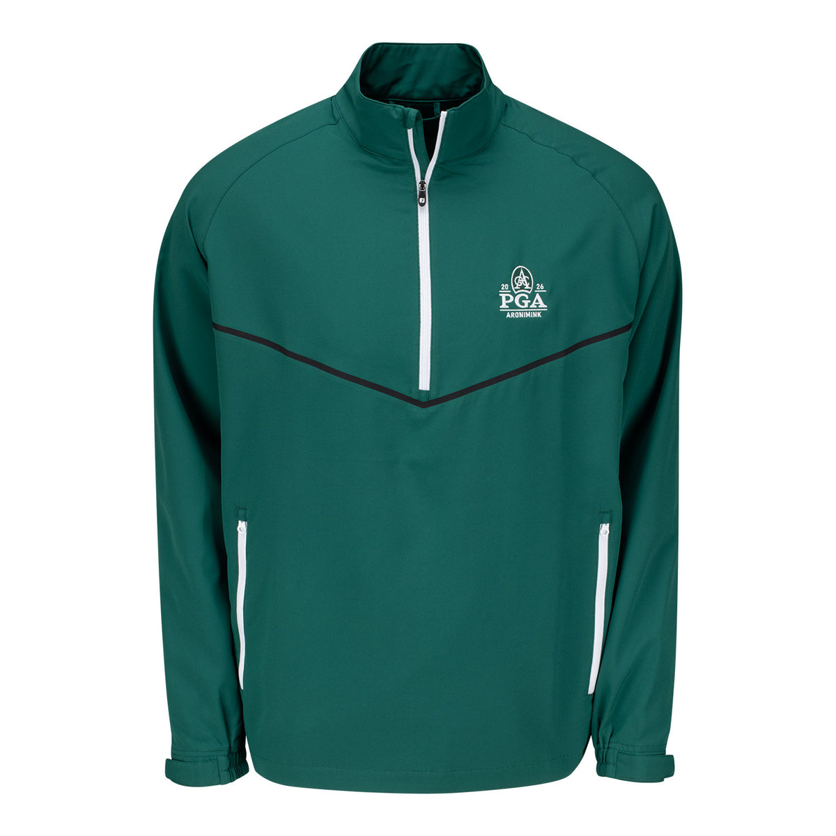 FootJoy 2026 PGA Championship Zephyr Long Sleeve Wind Shirt in Forest Green - Front View