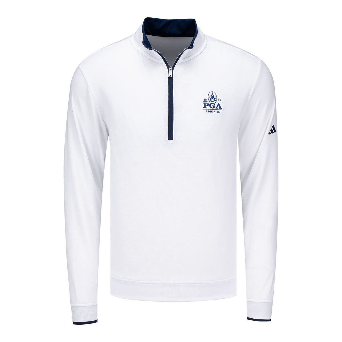 Adidas 2026 PGA Championship Core Quarter Zip in White - Front View