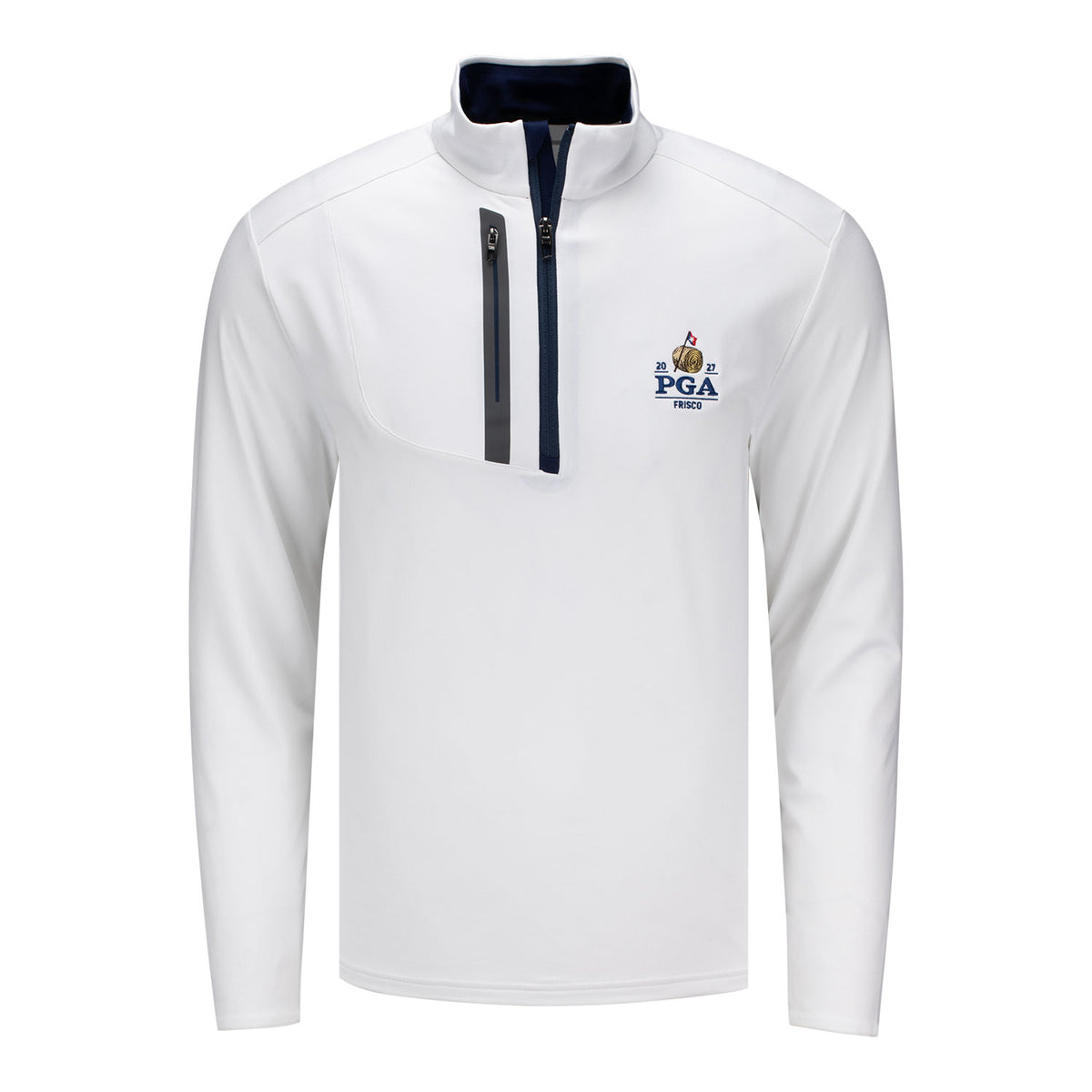 Ralph Lauren 2027 PGA Championship Luxury Performance Driver Quarter Zip Pullover in Ceramic White - Front View