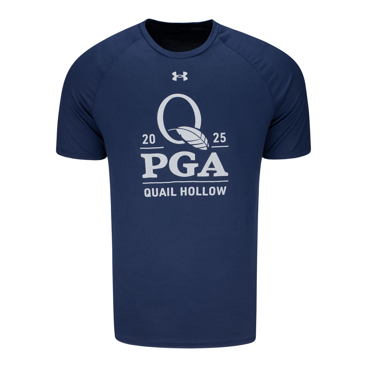 Under Armour 2025 PGA Championship Metallic Tonal Logo Tech T-Shirt in Midnight Navy - Front View
