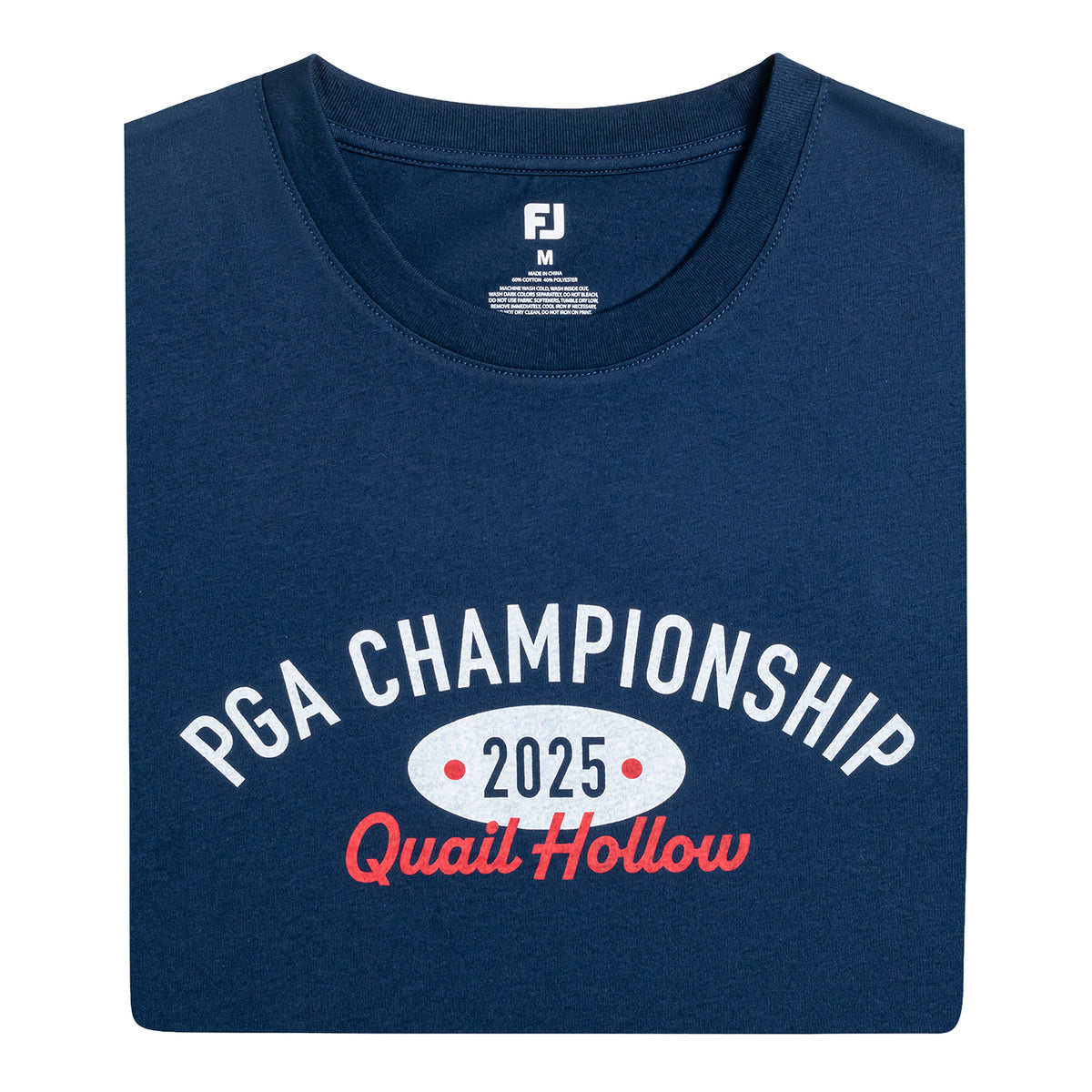 FootJoy 2025 PGA Championship Quail Hollow Varsity T-Shirt in Navy - Folded Front View