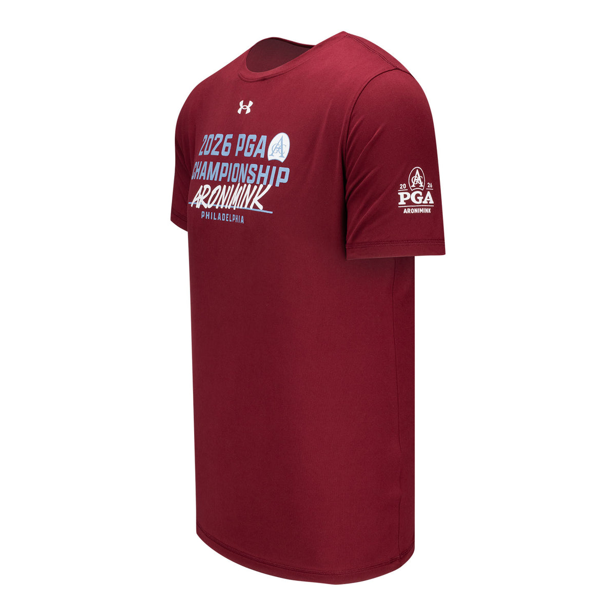 Under Armour 2026 PGA Championship Tech Stretch Aronimink T-Shirt in Cardinal Red - Left Side View