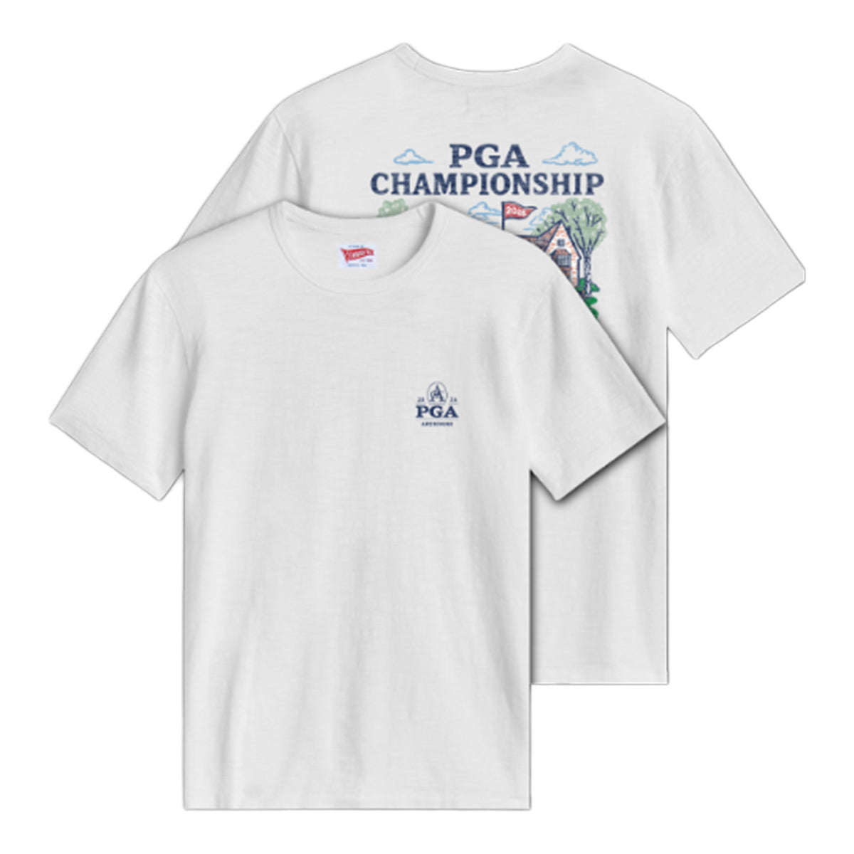 Standard Rec. 2026 PGA Championship Jersey Aronimink Clubhouse T-Shirt in White - Front and Back