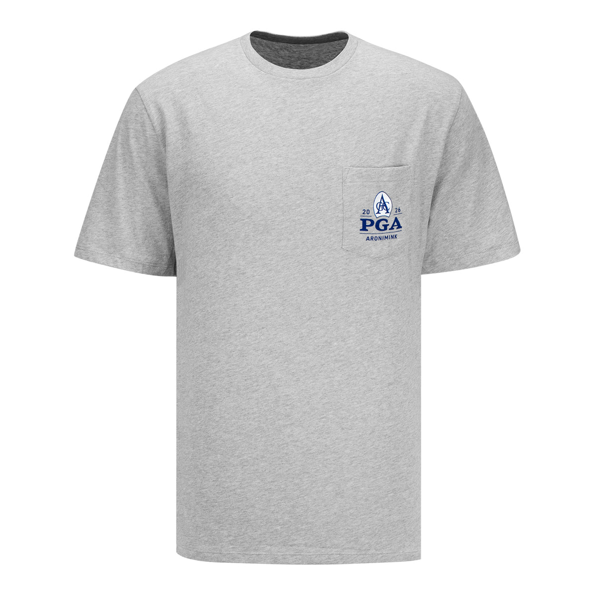 Vineyard Vines 2026 PGA Championship USA Whale Short Sleeve Pocket Tee in Grey - Front View