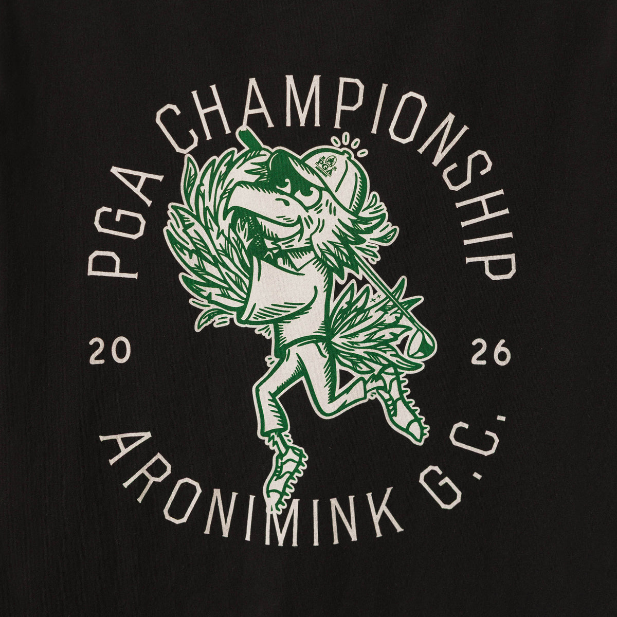 Underdog 2026 PGA Championship Eagle Mascot T-Shirt in Black - Design Close Up