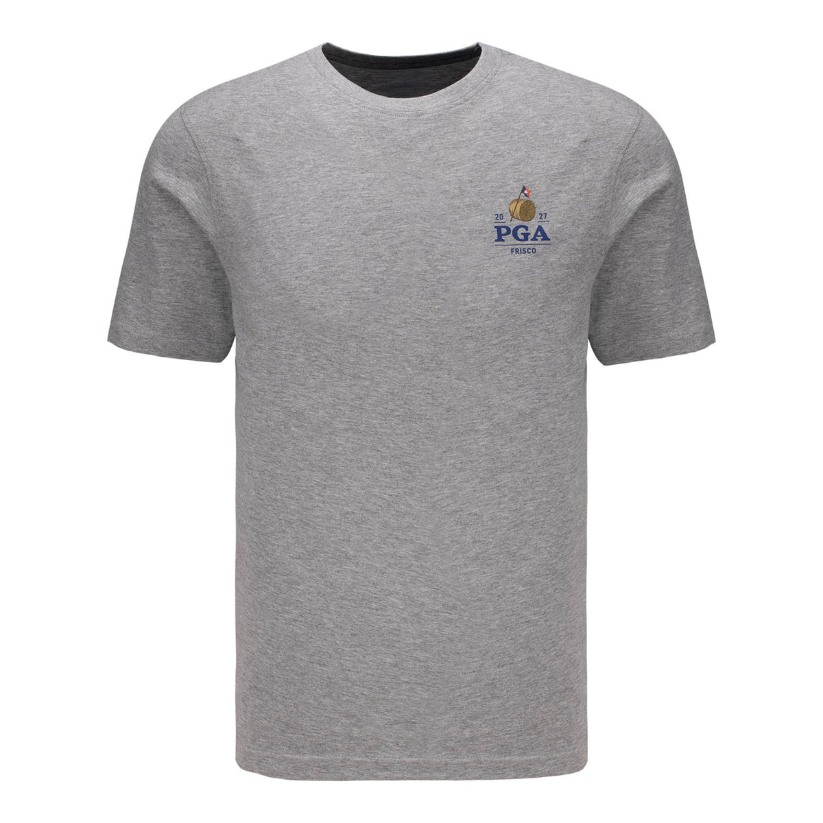 Ahead 2027 PGA Championship Pembroke Texas Flag Text T-Shirt in Heather Grey - Front View