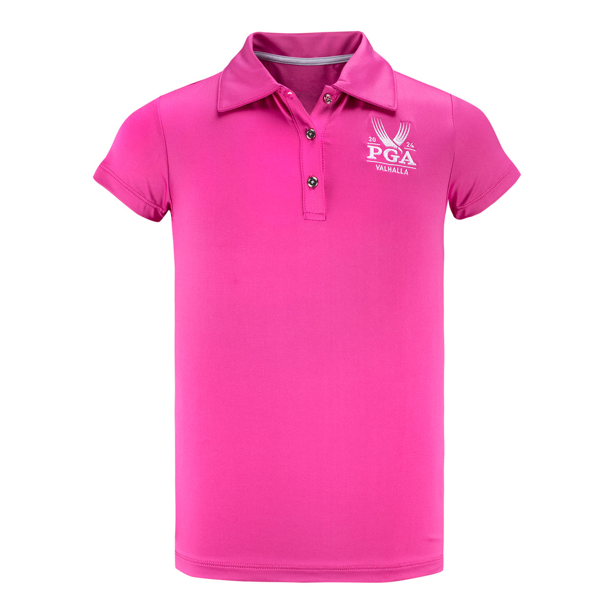 Garb 2024 PGA Championship Youth Short Sleeve Polo in Pink - Front View