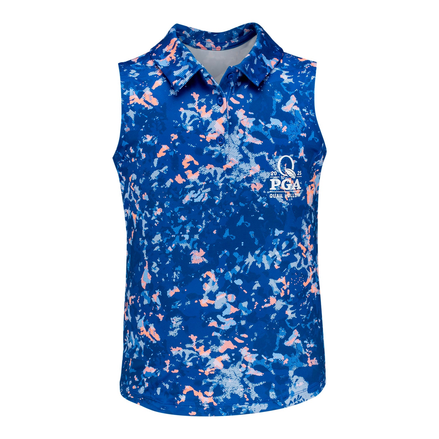 Under Armour 2025 PGA Championship Youth Blade Sleeveless Polo in Tech Blue - Front View