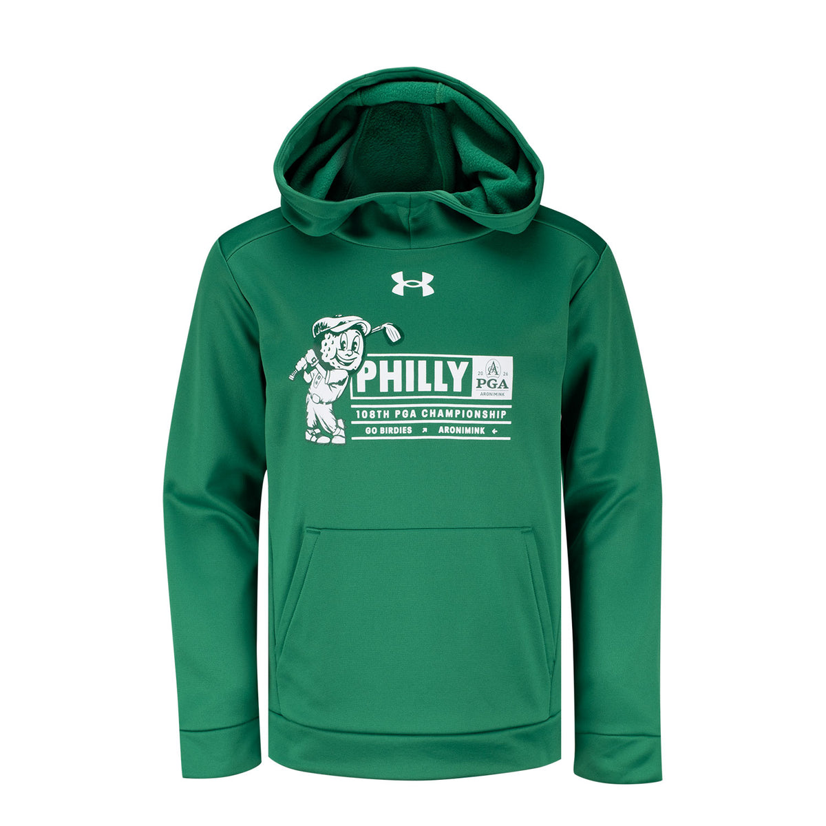 Under Armour 2026 PGA Championship Youth Armour Fleece Hoodie in Kelly Green - Front View