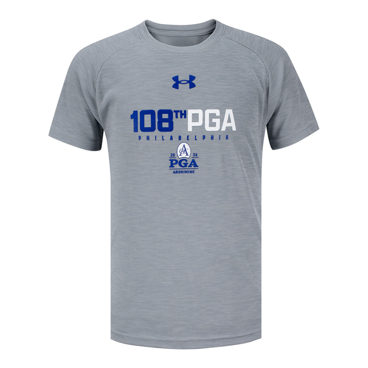 Under Armour 2026 PGA Championship Youth Tech T-Shirt in Light Grey - Front View