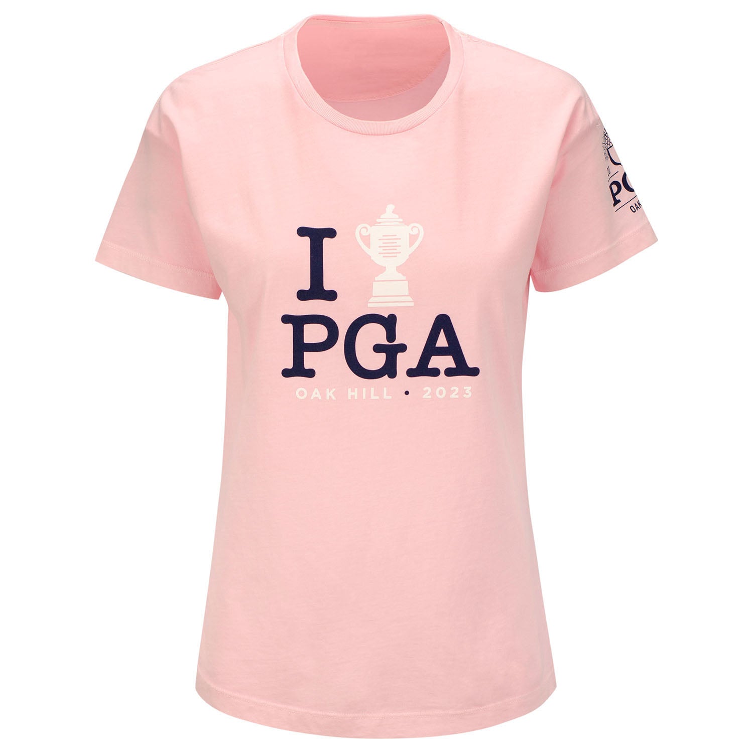 Ahead 2023 PGA Championship Women's I Trophy PGA T-Shirt in Pink- Front View