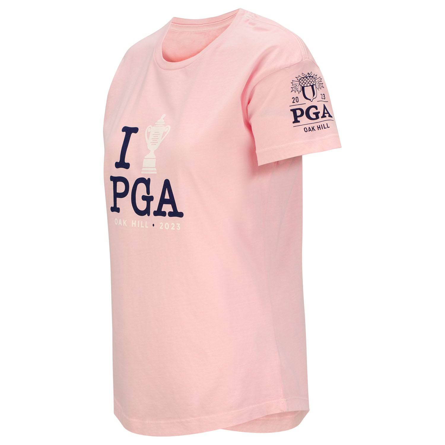 Ahead 2023 PGA Championship Women's I Trophy PGA T-Shirt in Pink- Front View