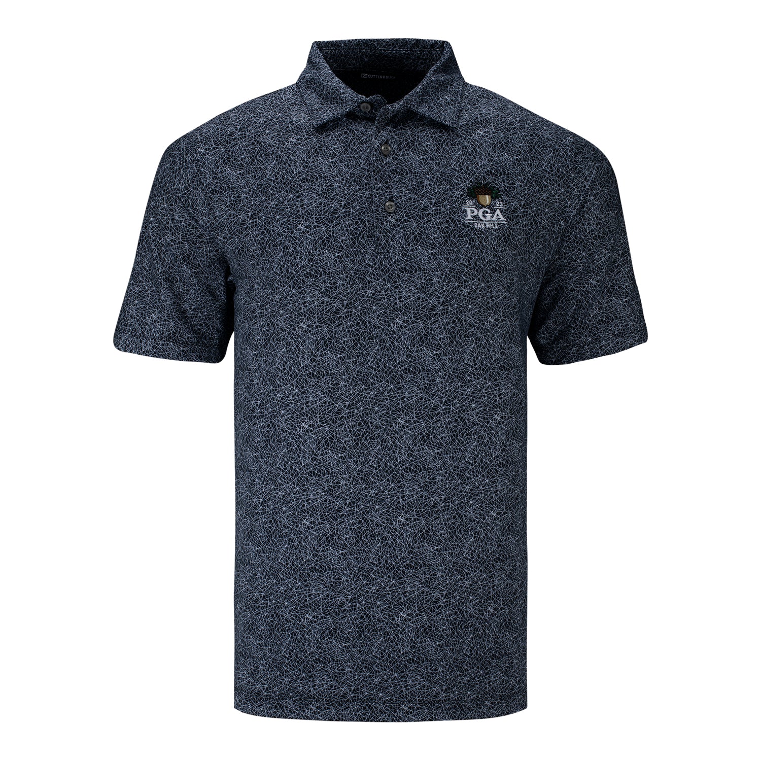 Cutter & Buck 2023 PGA Championship Pike Constellation Print Stretch Polo in Black- Front View
