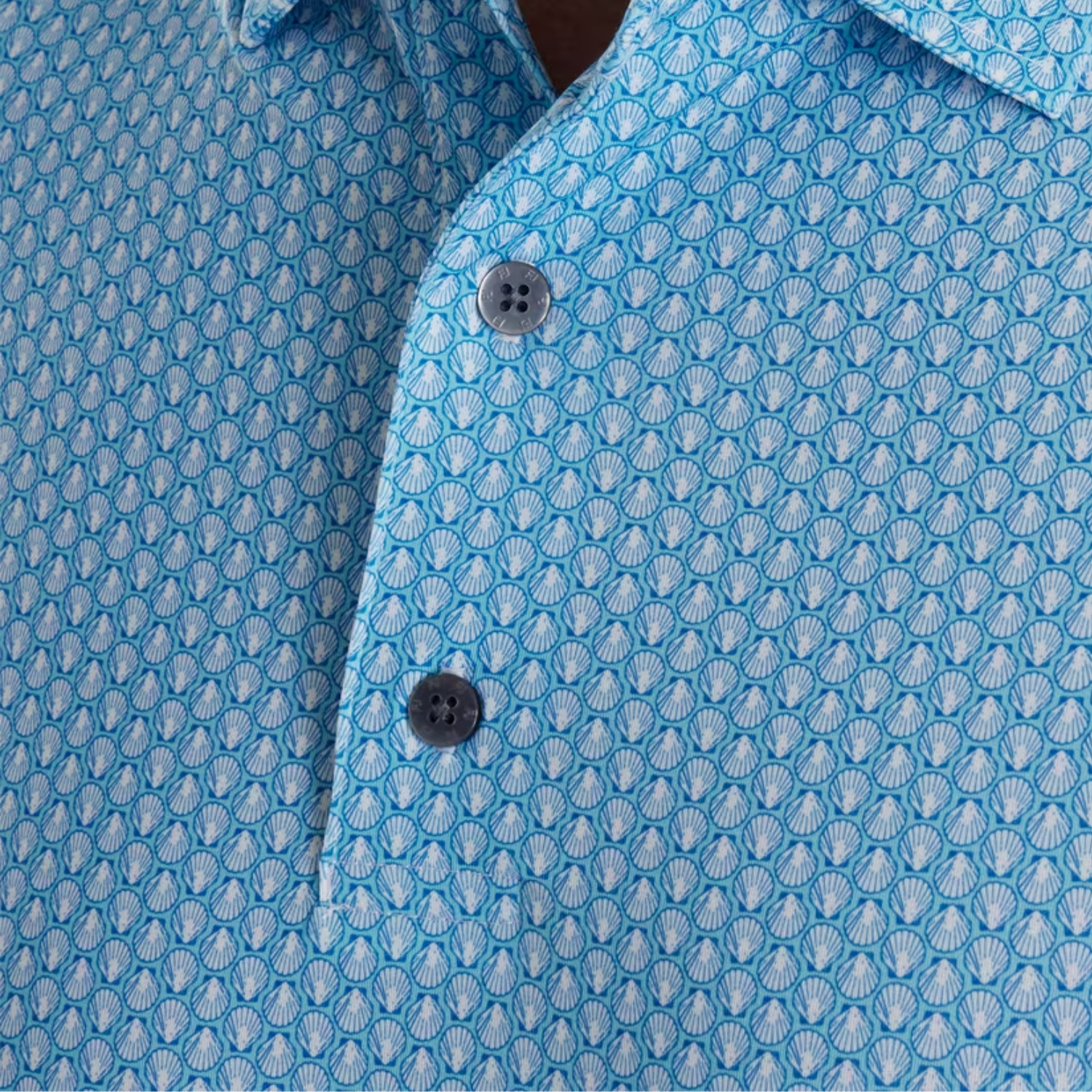 FootJoy 2024 PGA Championship Seashell Pattern Polo in Blue Sky - Front View