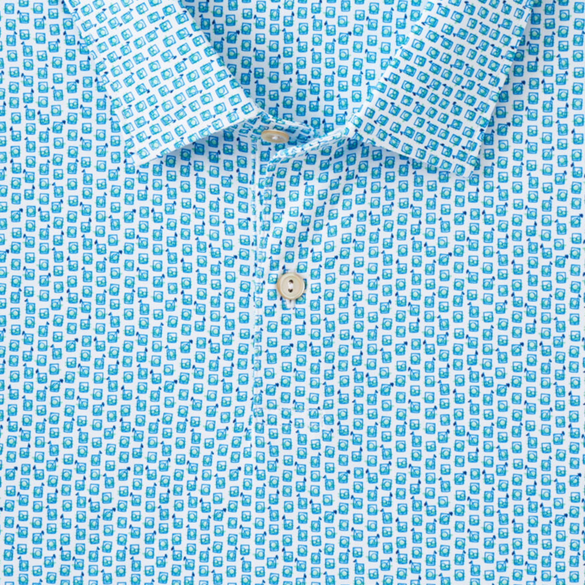 Peter Millar 2024 PGA Championship Golf on the Rocks Polo in Blue - Close Up
