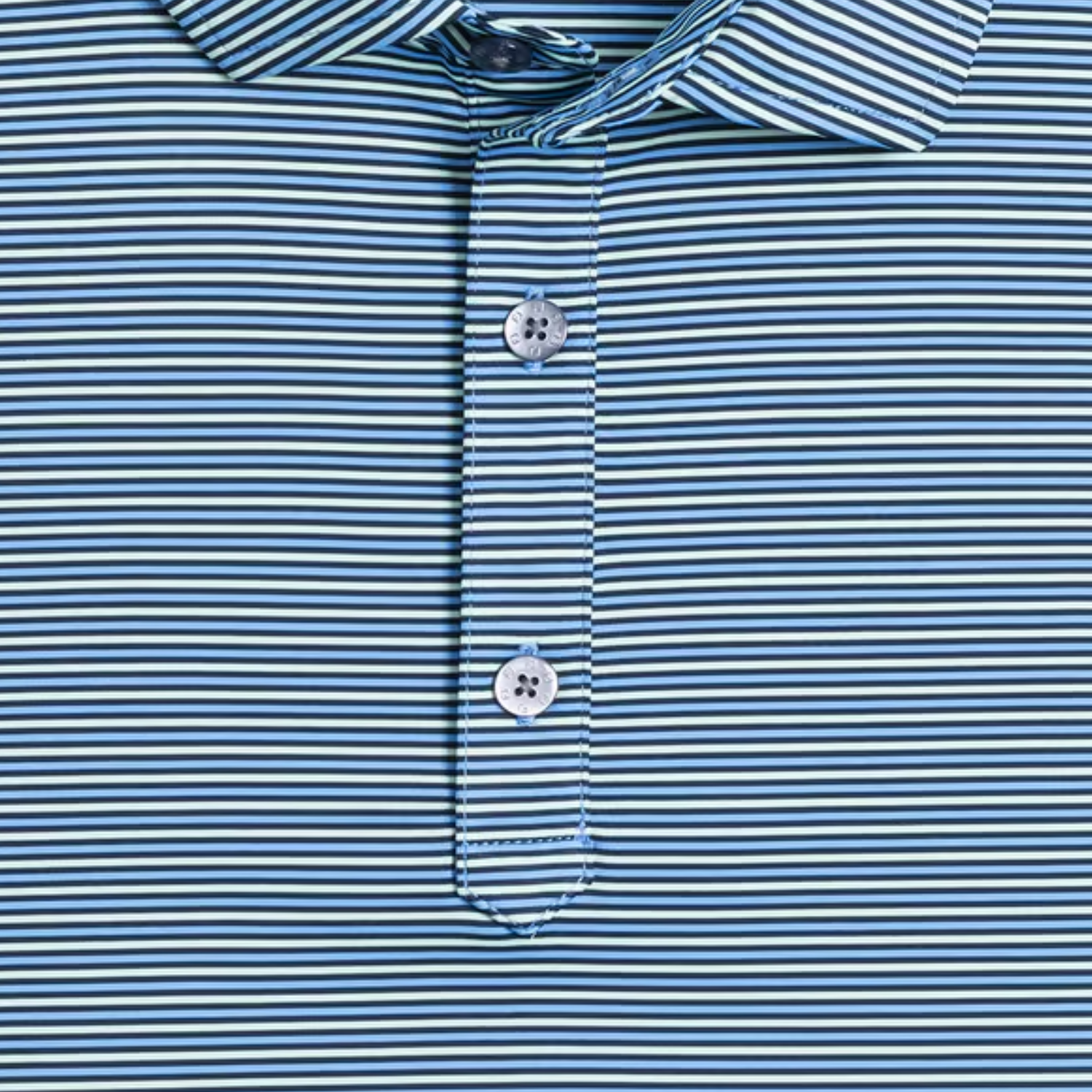 FootJoy 2026 PGA Championship Smooth Stripe Polo in Navy, Tonal Navy, and Light Blue - Front View